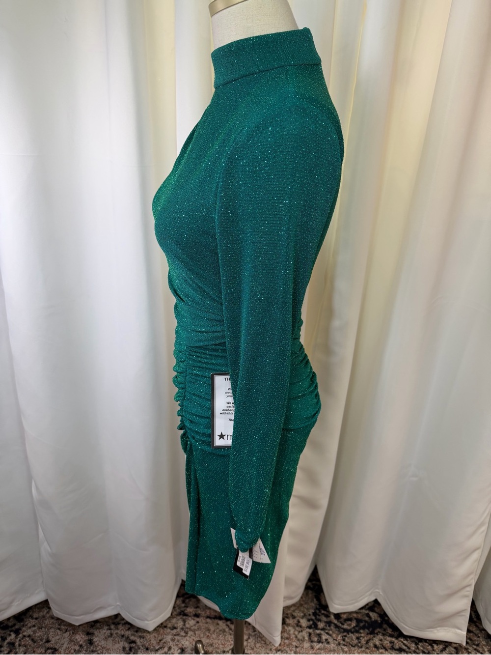 NWT Betsy & Adam ‘Ruched Glitter-Knit Side-Slit Dress’ in Green Size 6 - Picture 8 of 15